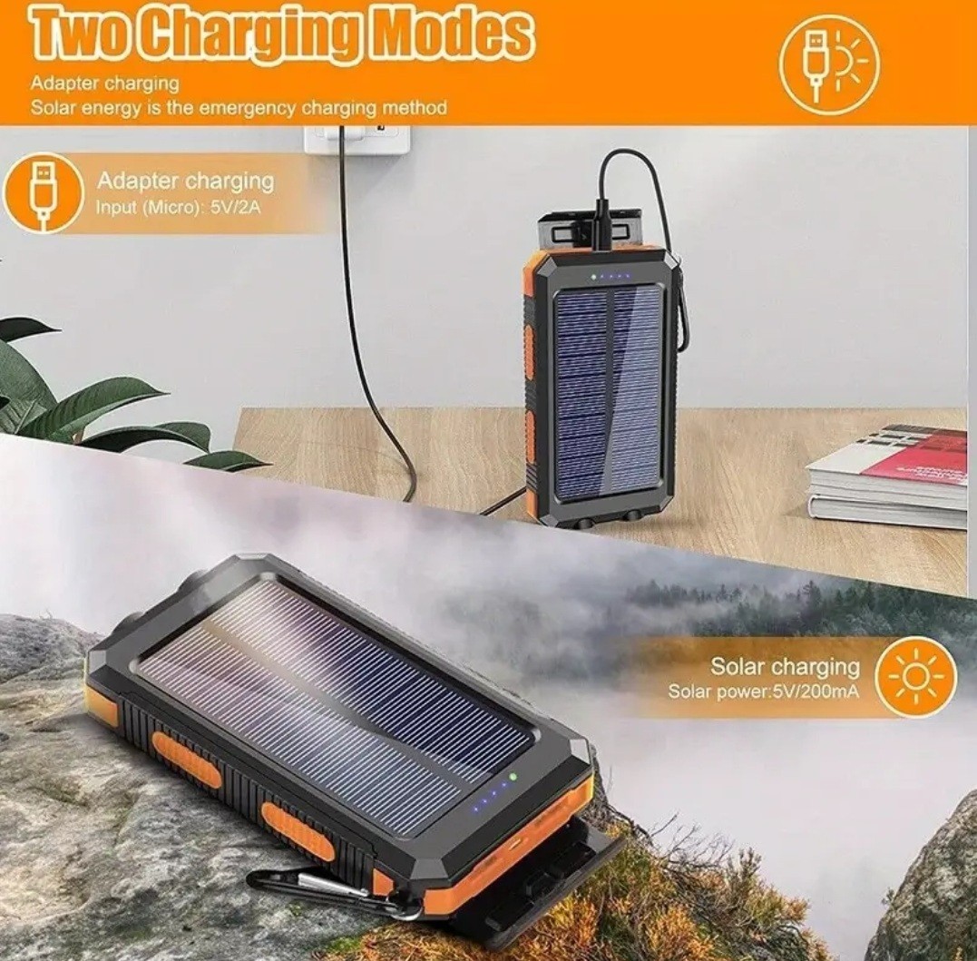 Solar Charger 39800 AH Solar Charger Power Bank Portable, Rugged Design black