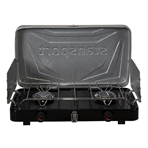Stansport 2-Burner Propane Stove – Silver (203-05-95) – Black/Gray
