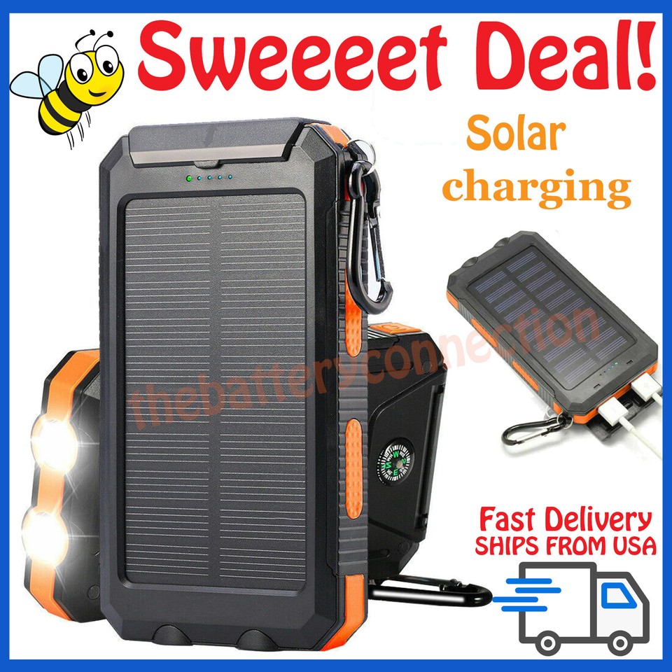 2025 Super Large Capacity USB Portable Charger Solar Power Bank for Cell Phone