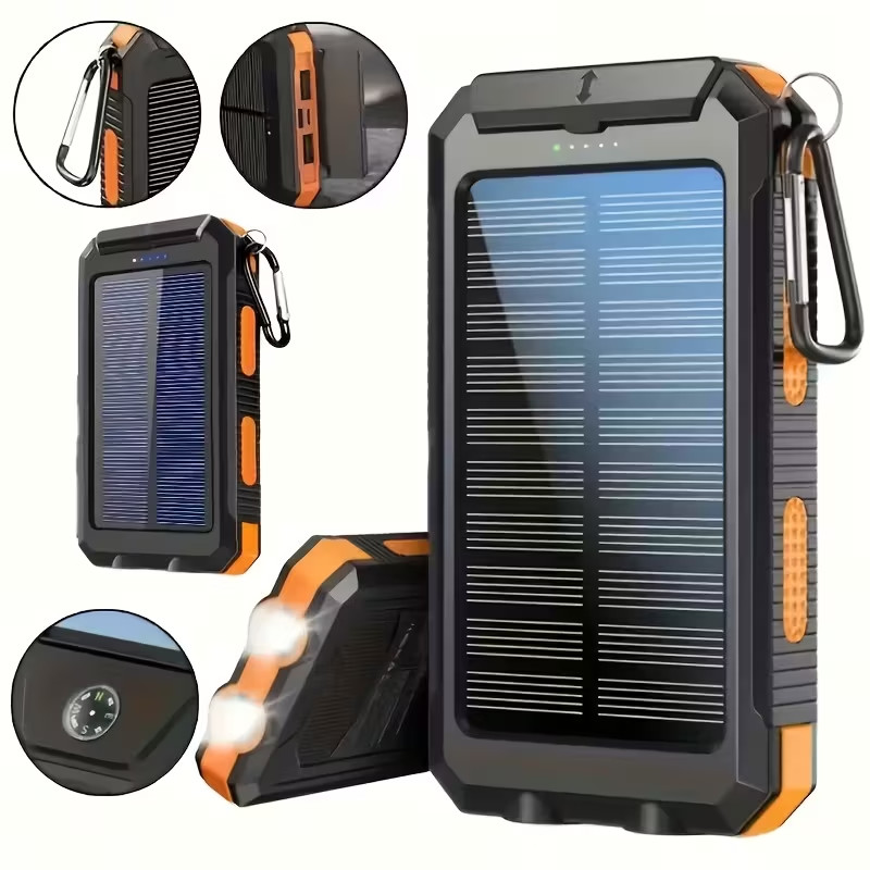 Solar Power Bank Charger Portable Charger, Inputs USB & Type-C, 38800 mAh, 5V