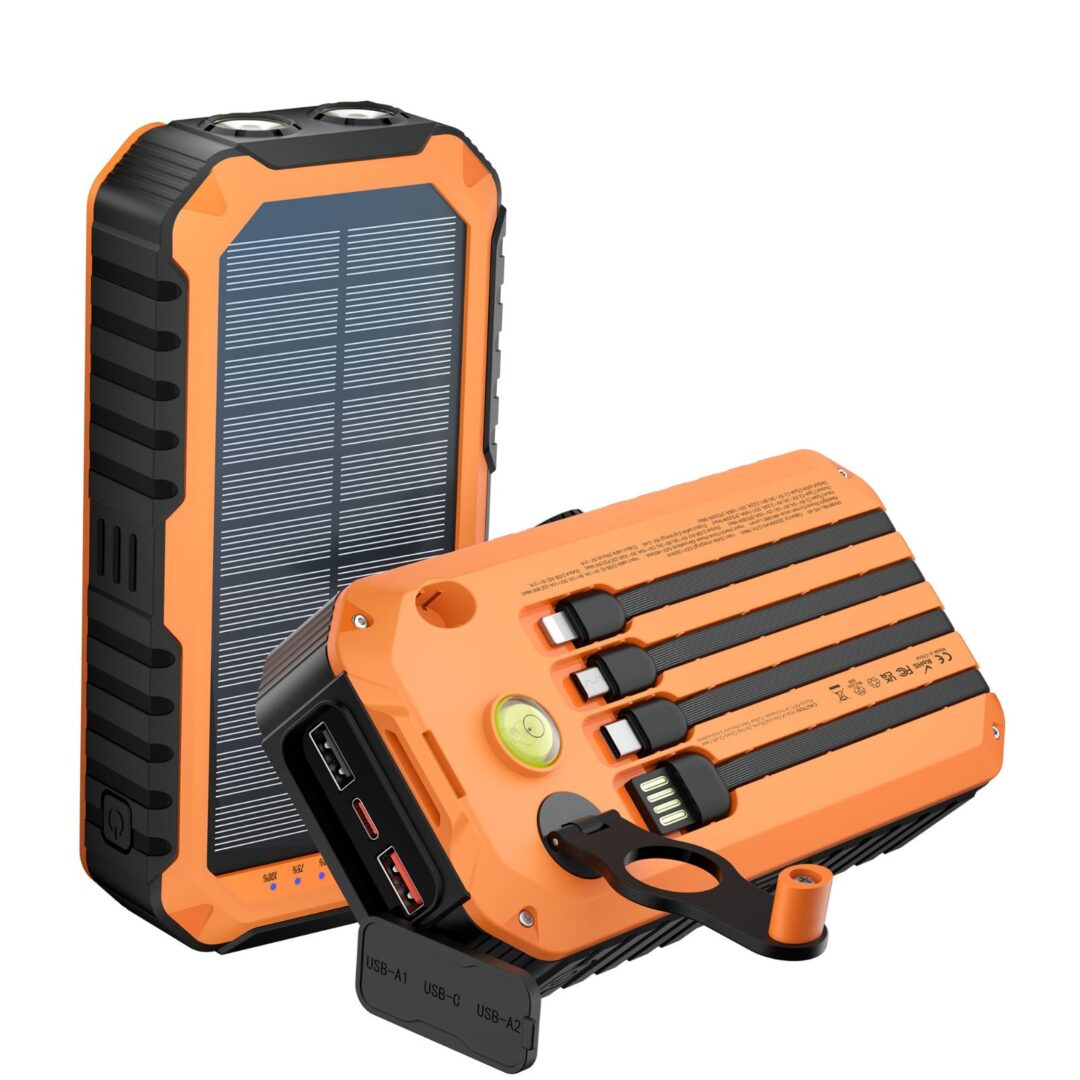 40,000mAh Solar Power Bank with Hand Crank & 4 Cables,Dual UsB/Type-C Charging