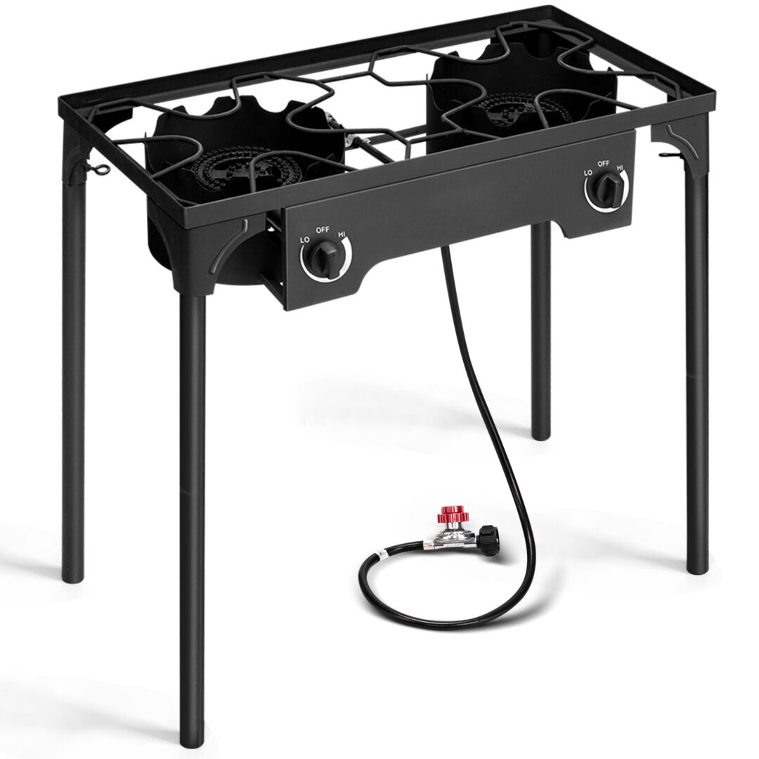 ZOKOP Portable Propane 150,000BTU 2 Burner Outdoor Stove with 0-20 Psi Regulator