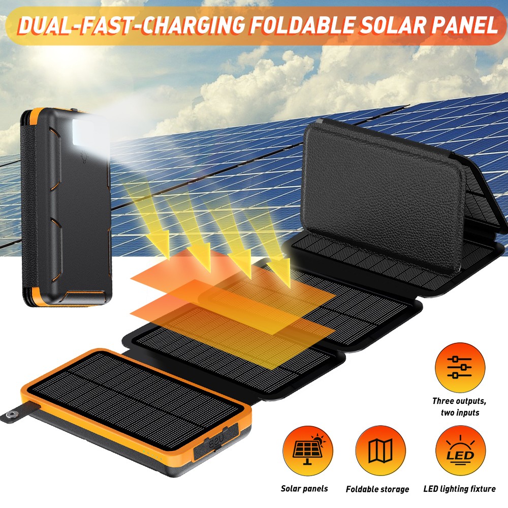 Folding Solar Panel Portable 46800mAh Solar Power Bank Charger External Battery