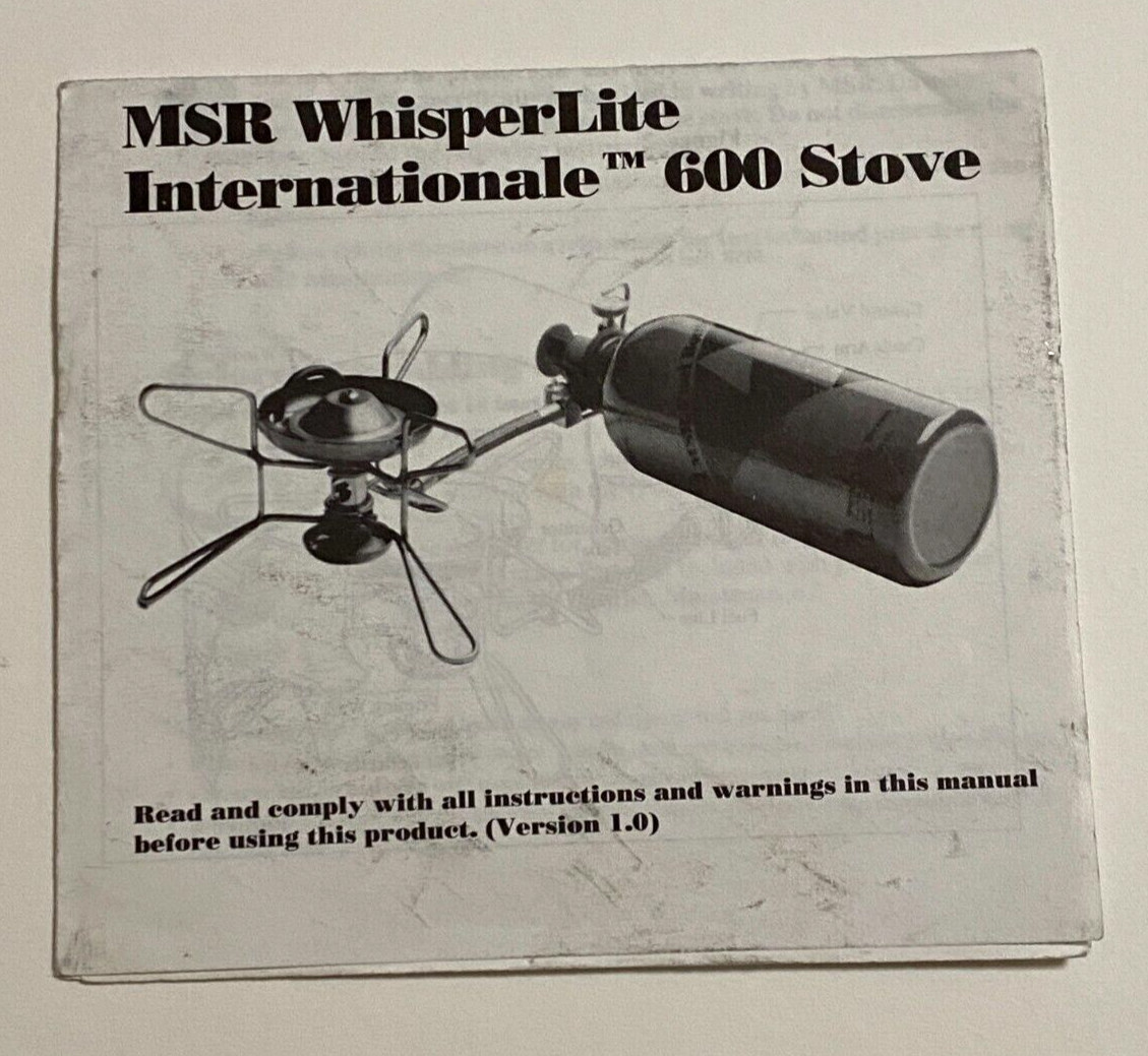 MSR Whisperlite Internationale 600 Backpacking Stove Instructions 1990s