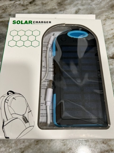 Solar Charger Power Bank 5.0V New In Box Blue