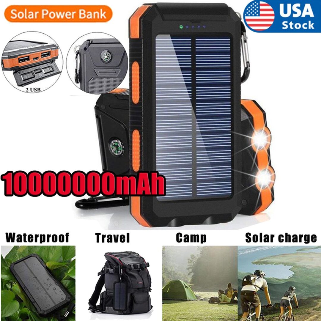 Super 10000000mAh USB Portable Charger Solar Power Bank For Cell Phone 2025