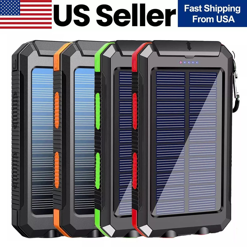 2025 Super 10000mAh 2-USB Portable Charger Solar Power Bank for Cell Phone US