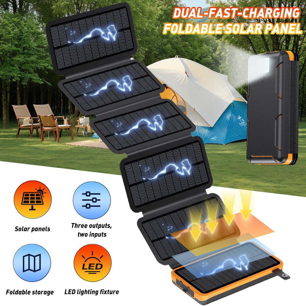 46800mAh Solar Power Bank With Folding 6 Solar Panel Charger For Cell Phone