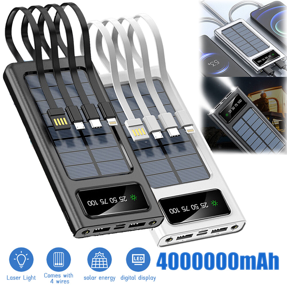 4000000mAh 4 USB Backup External Battery Solar Power Bank Charger for Cell Phone