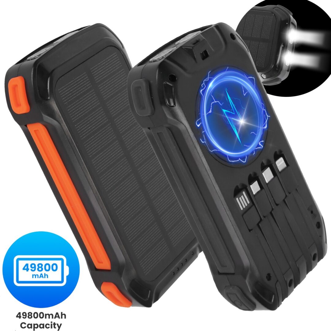 Portable Solar Charger Real Capacity 49800mAh Power Bank w/15W Wireless Charging