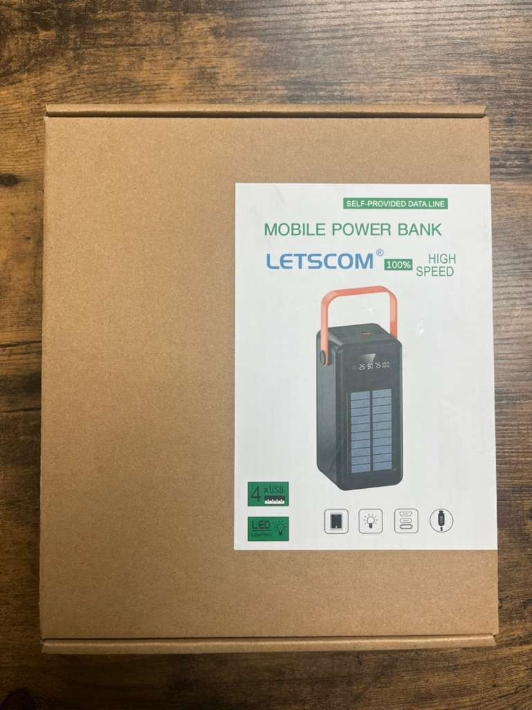 Letscom 30,000mAh Solar Power Bank with Integrated Cables & Carry Handle  Qt 2