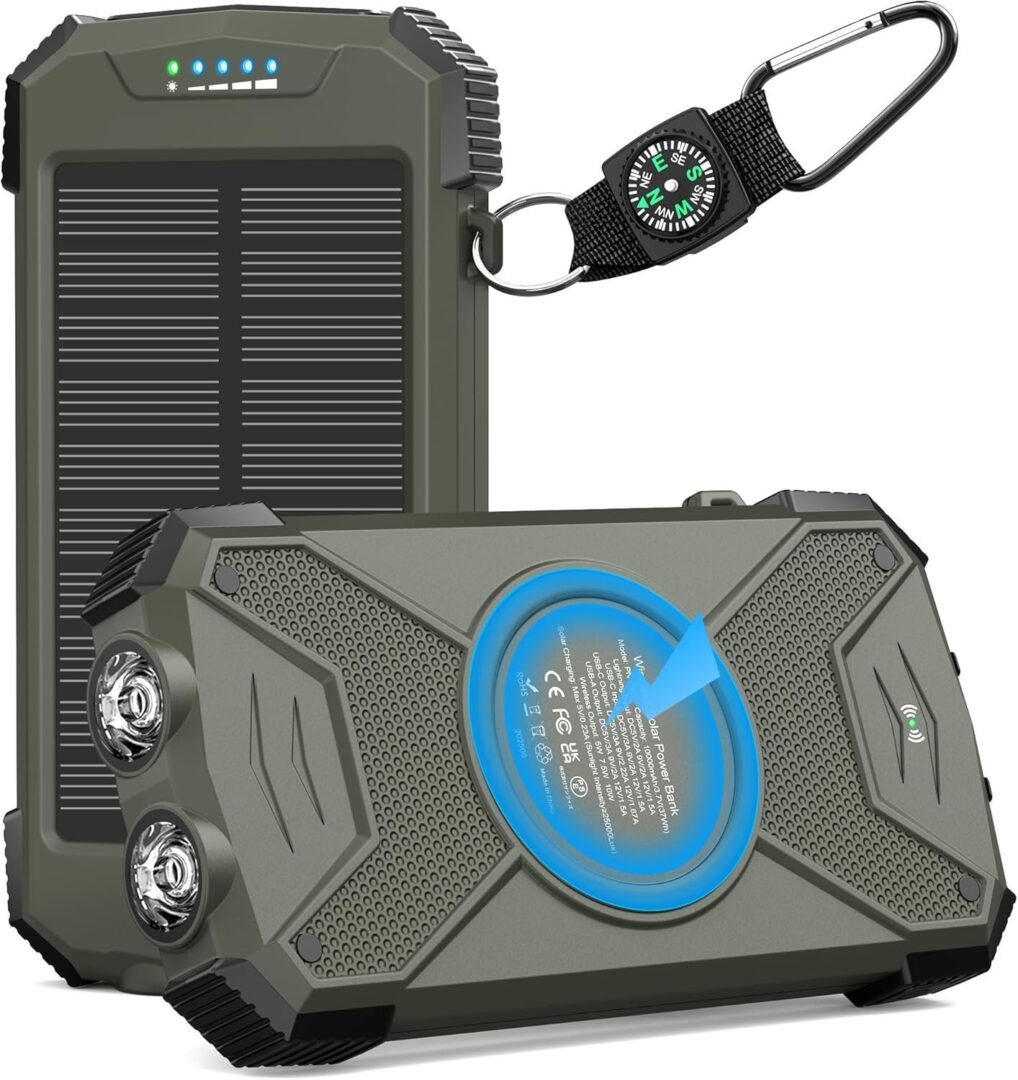 BLAVOR Solar Power Bank 10,000mAh, Portable Wireless Charger, 20W Fast Charging