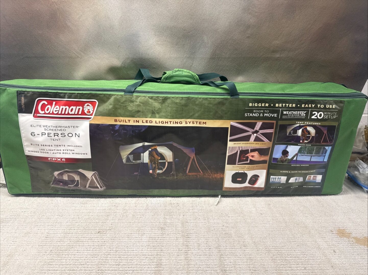 Brand New Coleman elite WeatherMaster 6-Person Tent + Screen Room Blue