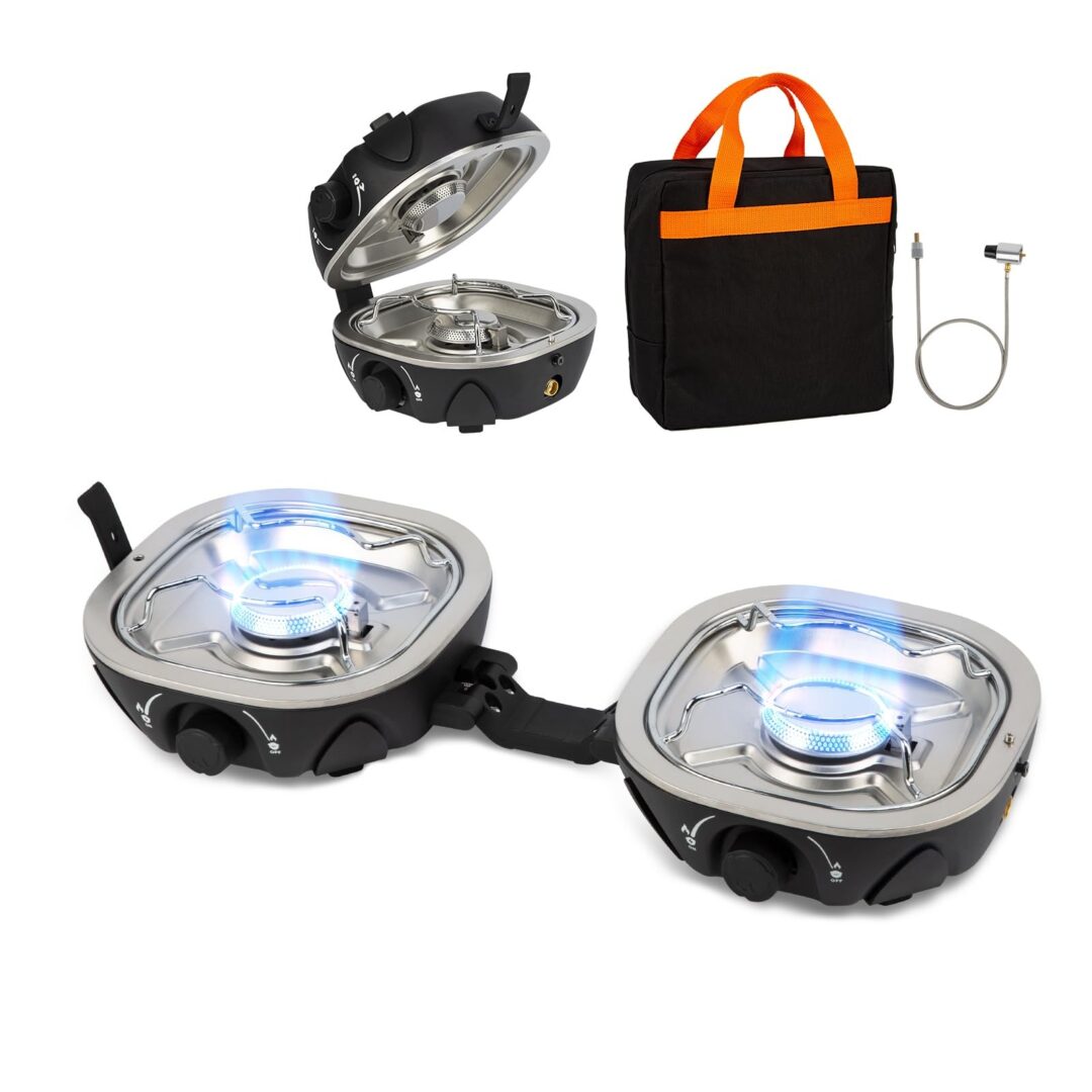 Propane Camping Stove 20,000 BTU – Portable 2 Burner Gas Stove with Adjustabl…