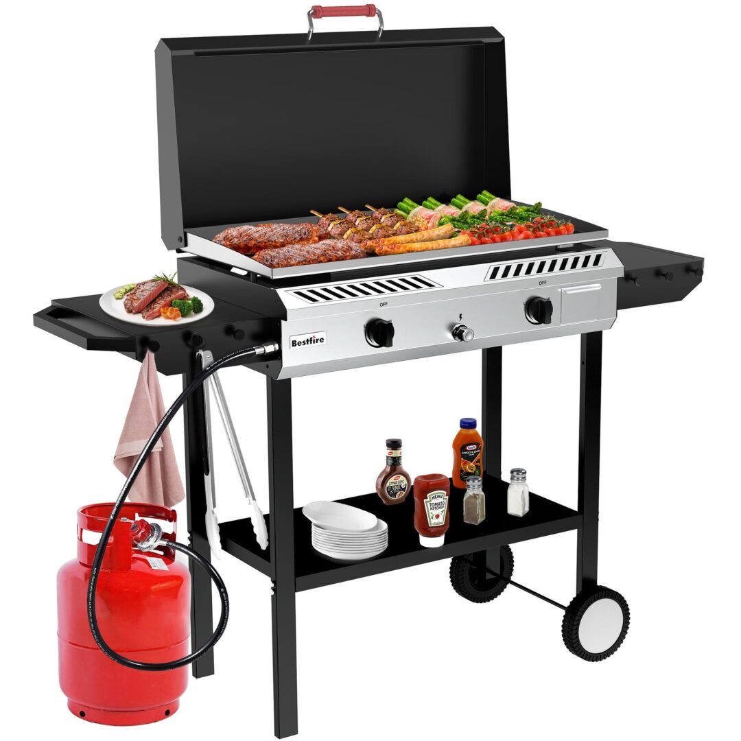 2 Burner Outdoor Propane Gas Stove with Auto Ignition & Regulator