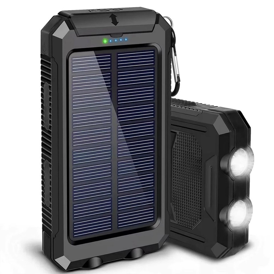 900000mAh Wireless Magnetic Solar Power Bank Charger Portable External Black