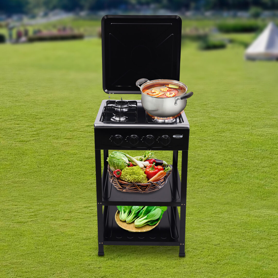 2-Tier Rack Outdoor 300000 BTU Stove Propane 4 Burner Portable Cooker BBQ Grill
