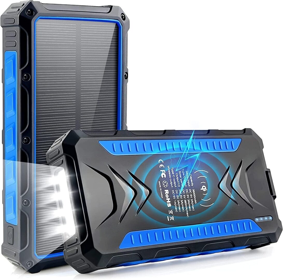 Solar Charger 36000mAh, Wireless Solar Power Bank, Quick Charge Portable Phon…