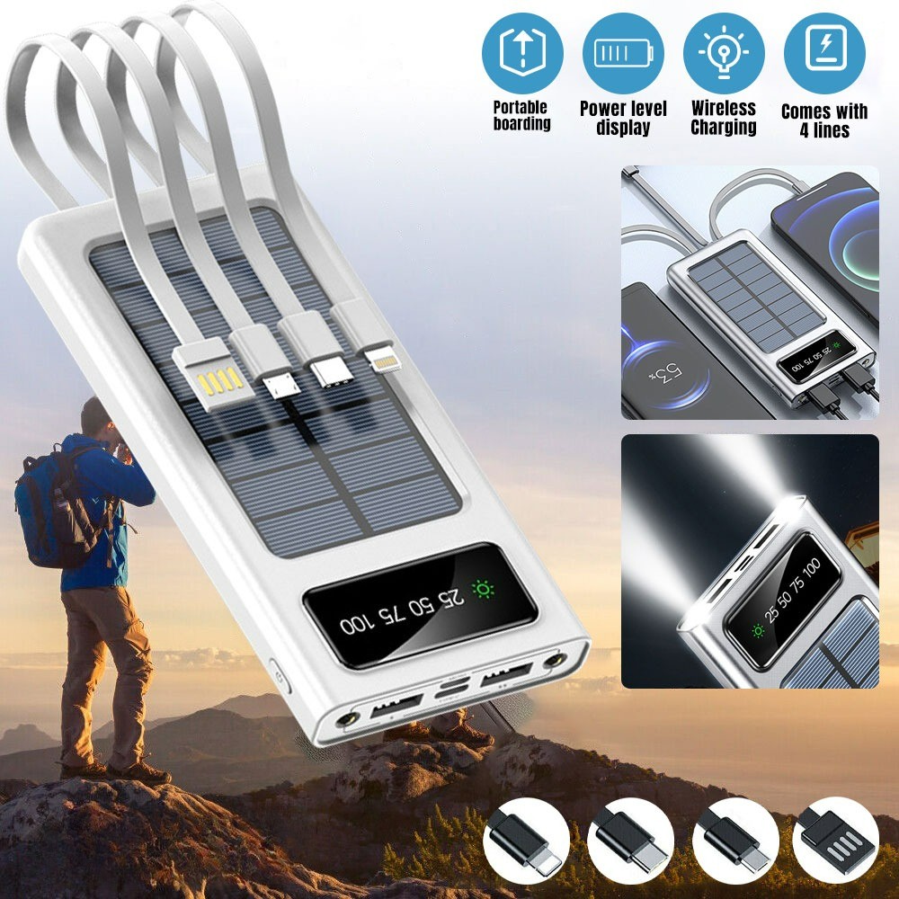 4000000mAh Solar Power Bank Charger 4 USB Backup External Battery for Cell Phone