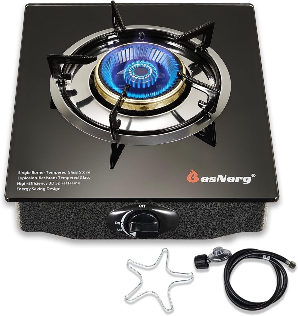 Propane Stove 1 Burner Gas Stove, 14500 BTU High-Efficiency Auto Black