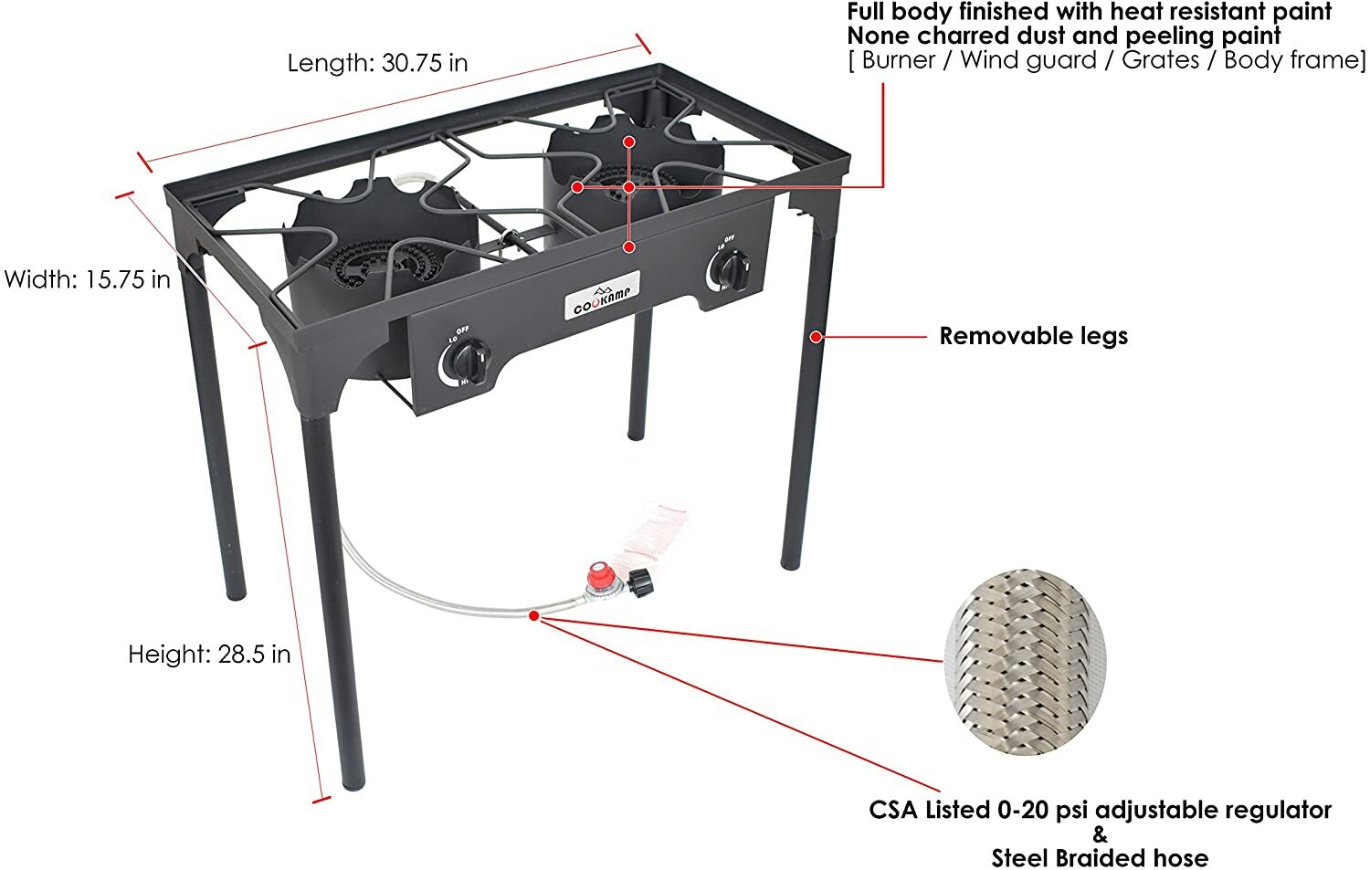 Professional Outdoor Double Stove Propane Burner Portable 2 Cooker 150000 BTU