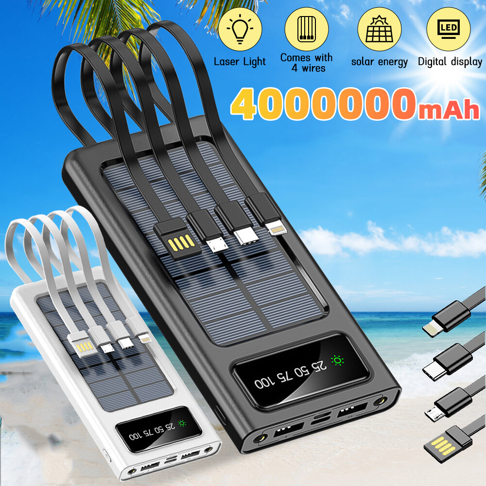 4000000mAh Solar Power Bank Charger 4 USB Backup External Battery for Cell Phone