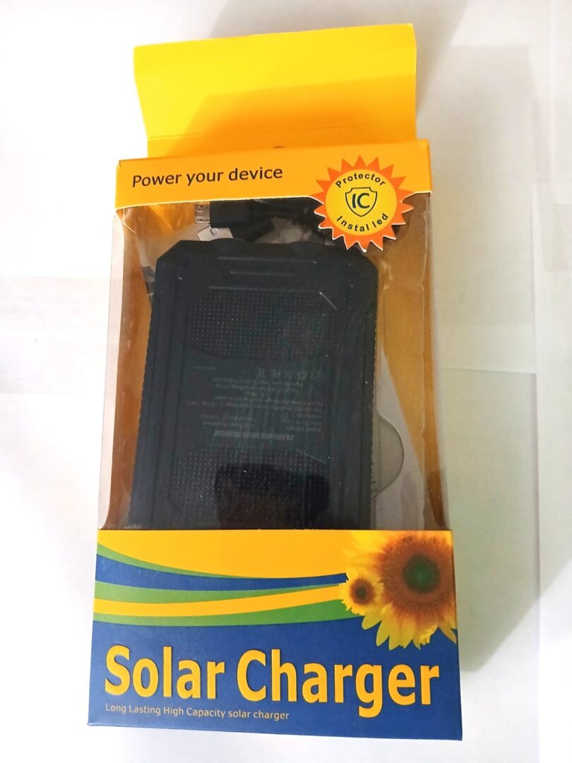 Portable Solar Charger and 10,000mAh Power Bank Orange & Black New