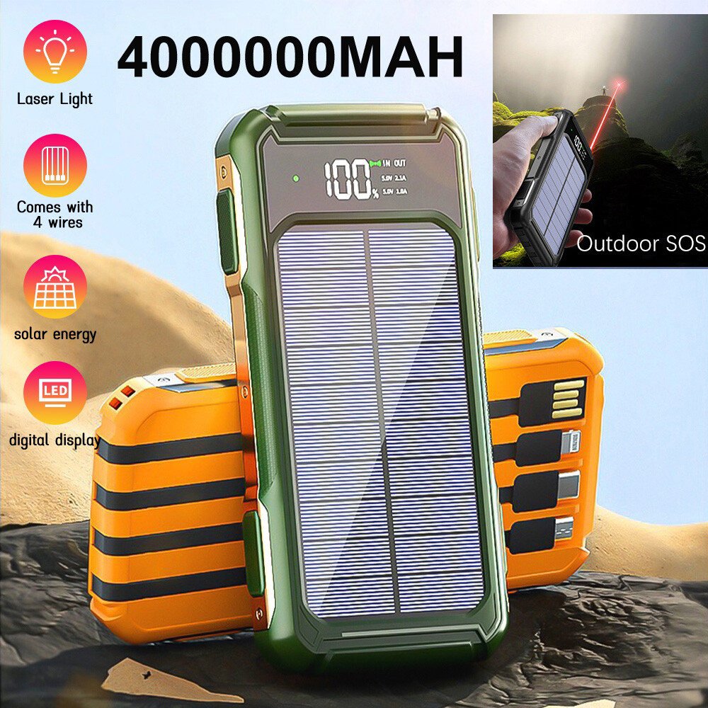4000000mAh Solar Power Bank 4 Solar Panel Portable Charger For Cellphone Outdoor