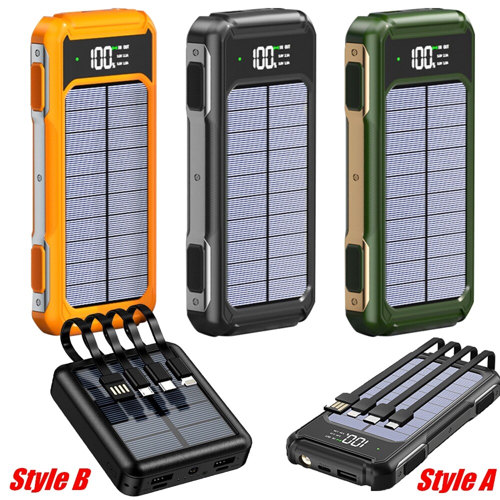 Waterproof 4000000mAh 2 USB Portable Charger Solar Power Bank For Cell Phone US