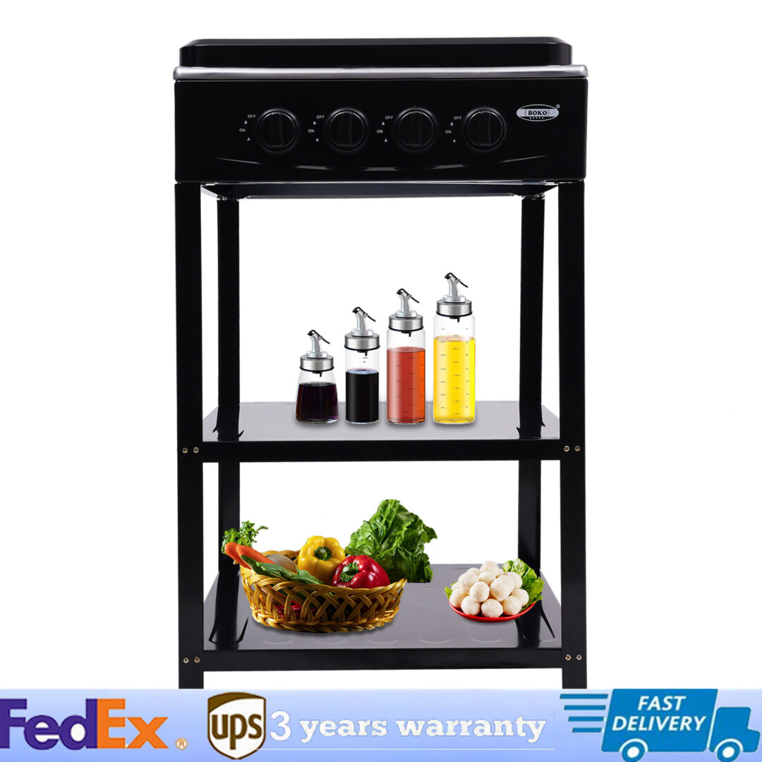 Outdoor 300000 BTU Stove Propane 4 Burner Portable Cooker BBQ Grill 2-Tier Rack