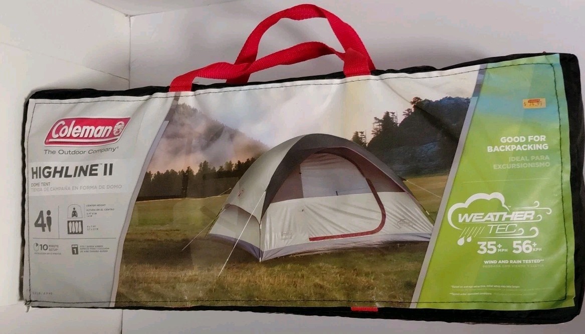 COLEMAN HIGHLINE II DOME TENT 9′ x 7′ 4 PERSON GRAY 2000020723 NEW IN BOX SEALED