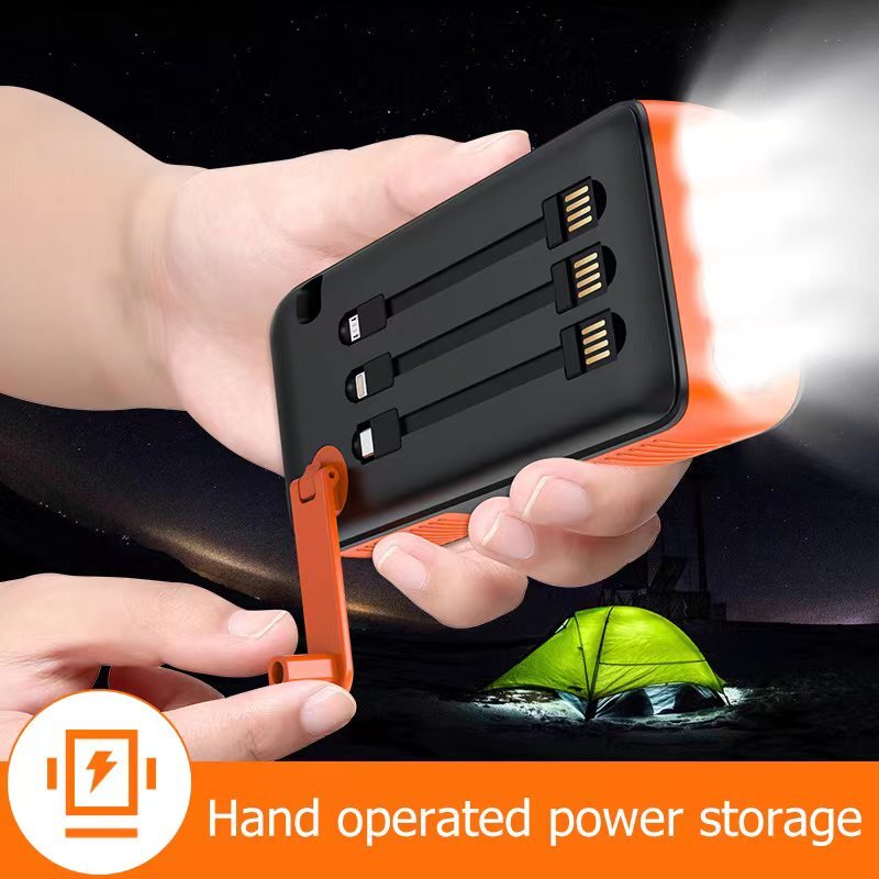 50000mAh Hand Crank Solar Power Bank Charger Outdoor External Portable Battery