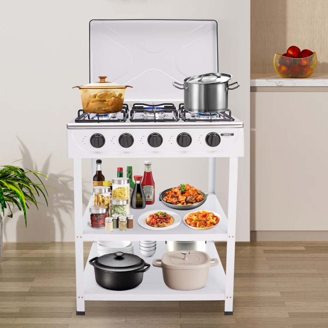 Outdoor 300000 BTU Stove Propane 5 Burner Portable Cooker BBQ Grill 2 Tier Rack