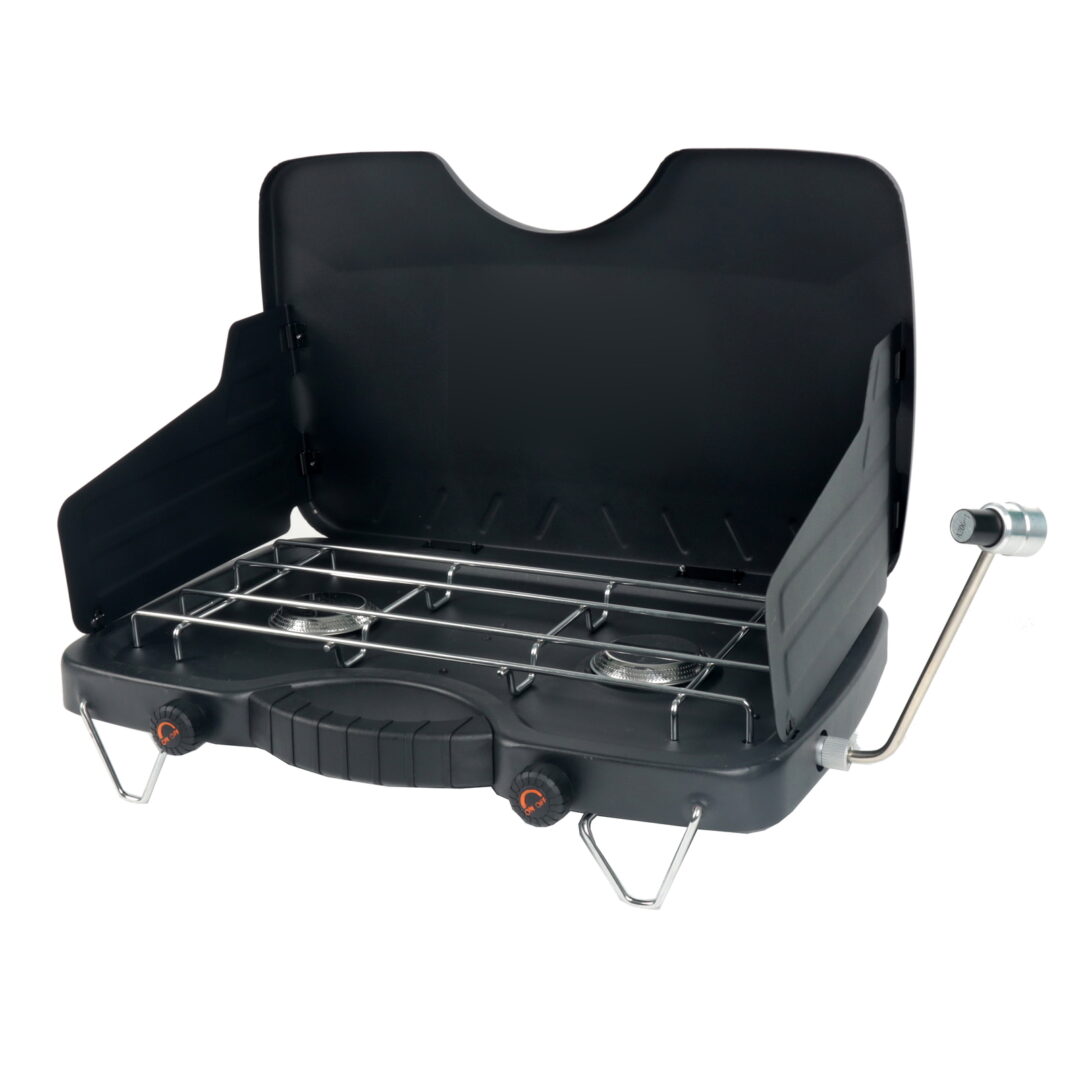 2 Burner Propane Gas Camping Stove, Black, New