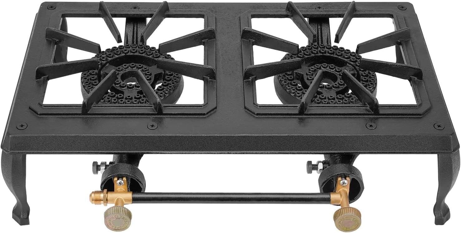 Cast Iron Camping Stove 2 Burner Stove Propane Gas Cooker for Outdoor Camping…
