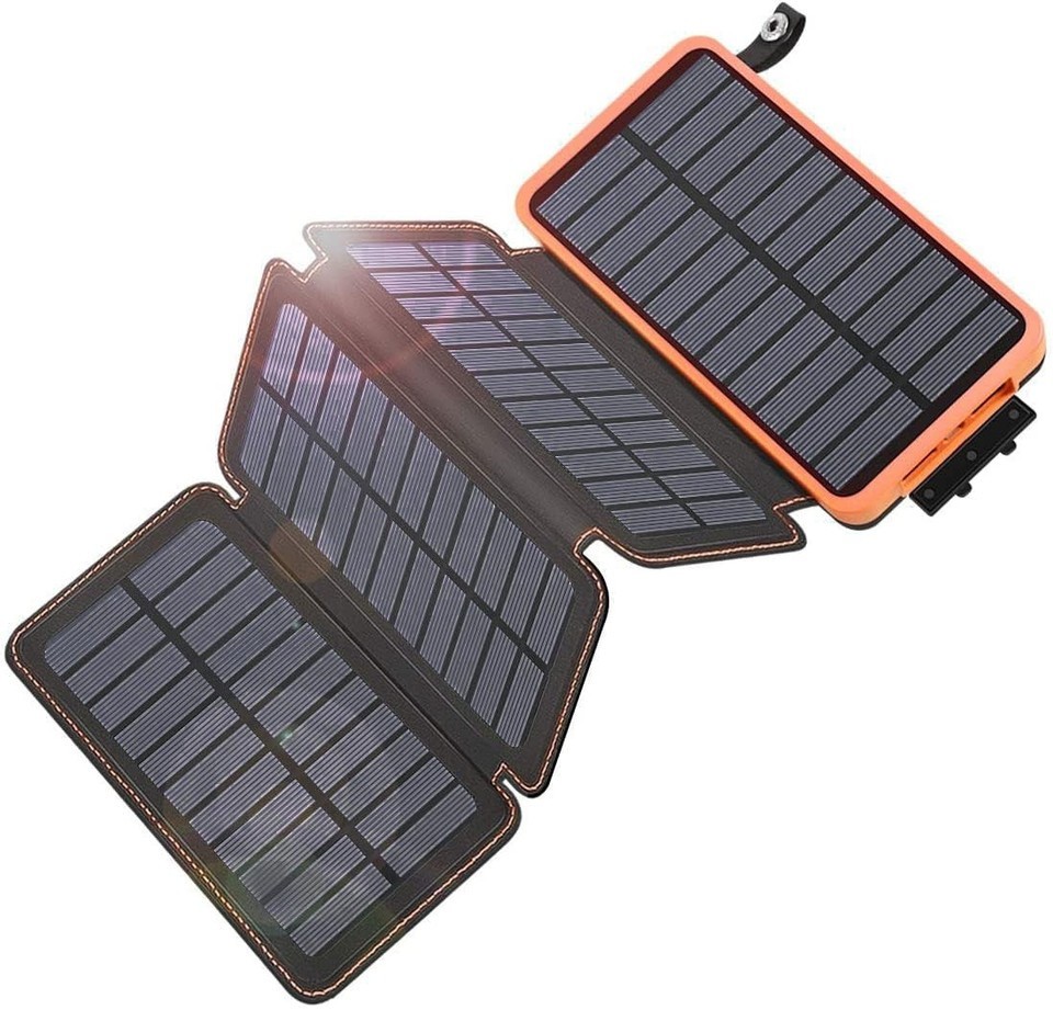 Used Solar Charger 25000mAh Powerbank w/ Flashlight Micro-USB USB-A (See Desc)