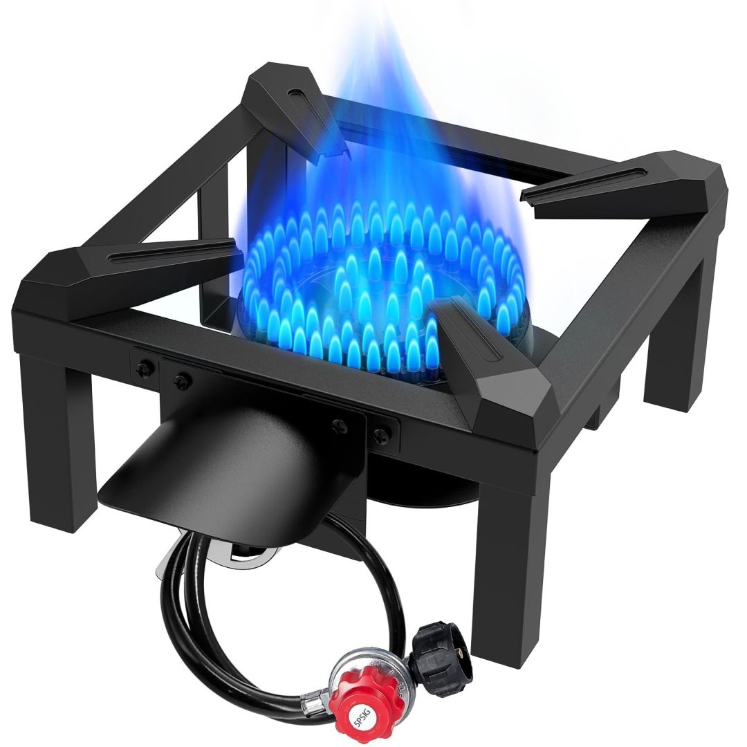 Propane Burner,100,000 BTUs High Pressure Single Propane Stove with 4.1ft Adj…
