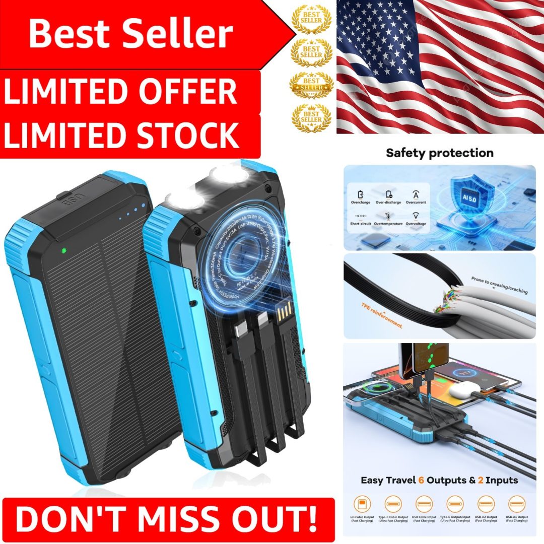 Lightweight 20000mAh Portable Solar Charger – Wireless & Versatile Outdoor Power