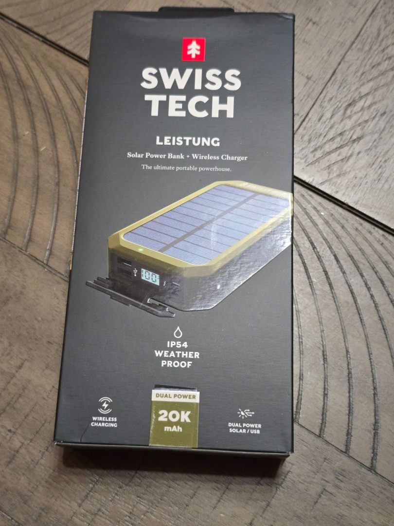 ⚡Swiss Tech Leistung 20,000mAh Solar Power Bank & Flashlight * Wireless Charging