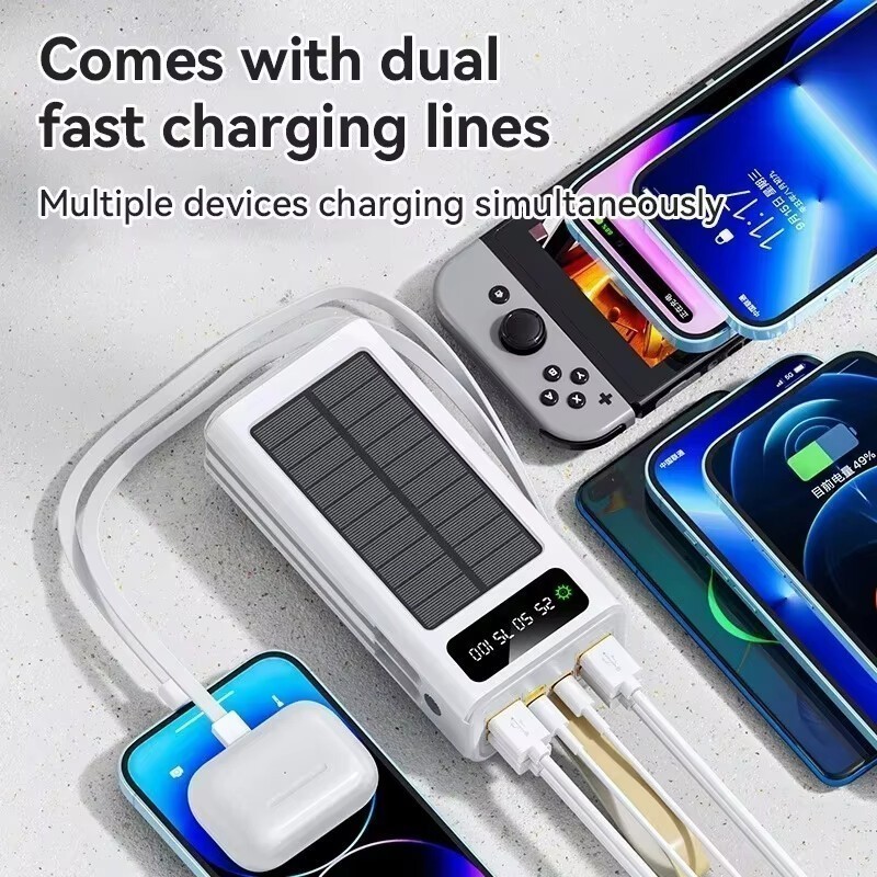 68800mAh Solar Power Bank 4 USB Portable Charger Fast Charging for Cell Phone
