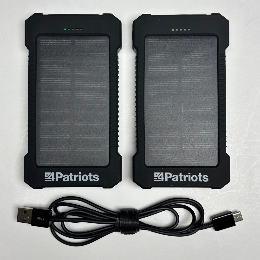 Set of 2: 4Patriots Solar Power Bank Charger 8000mAh USB-C: Solar Tested & Works