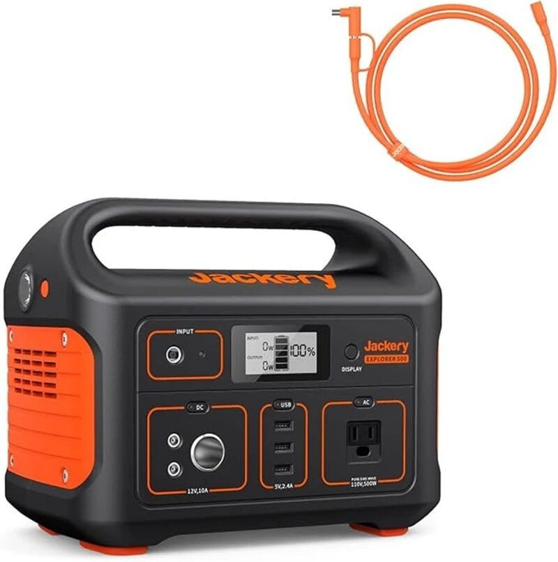 Jackery Explorer 500 Portable Power Station, 517Wh with 5M Extension Cable