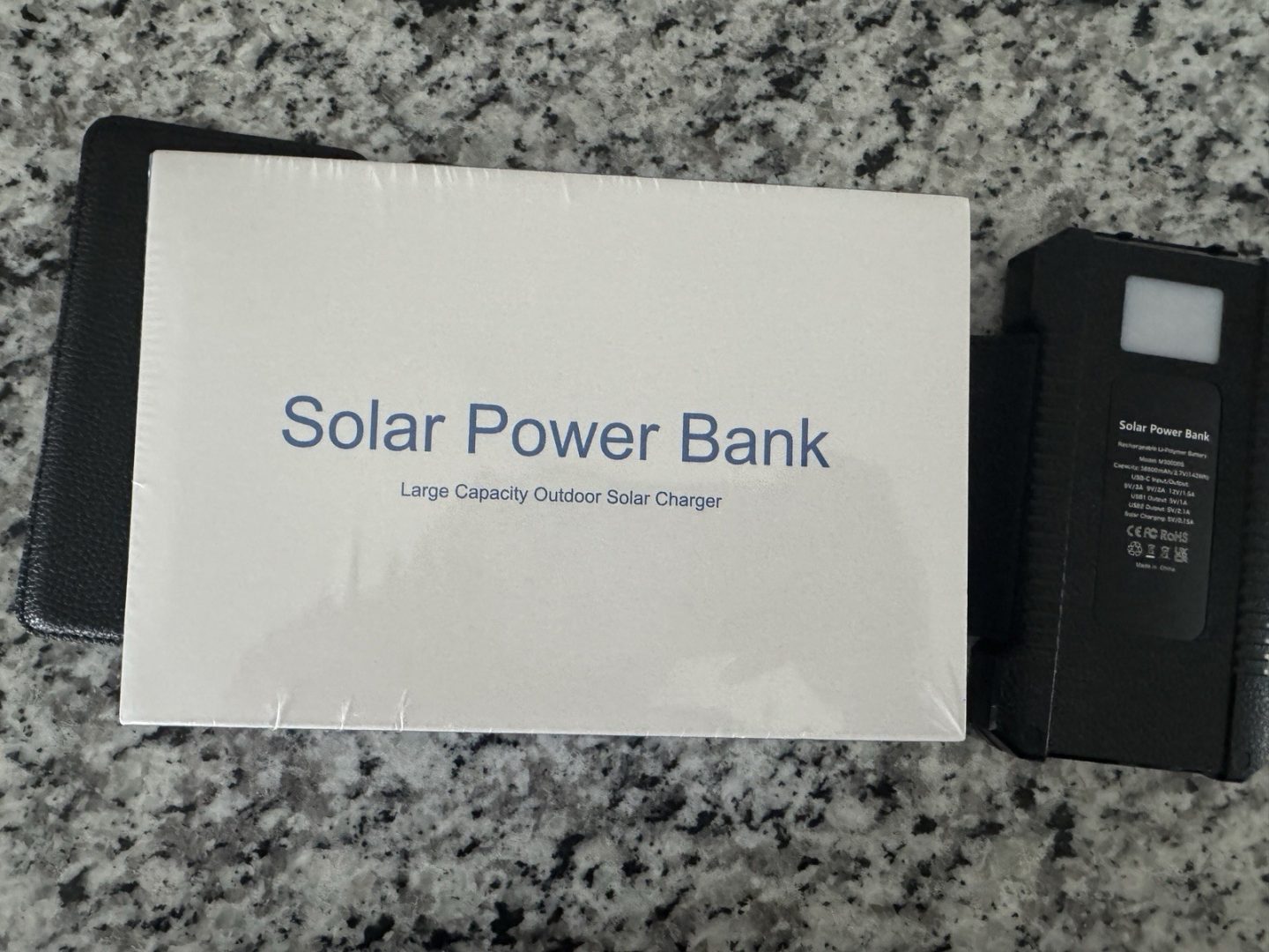 Large Capacity Solar Power Bank Charger Black Slim USB LED Outdoor Universal