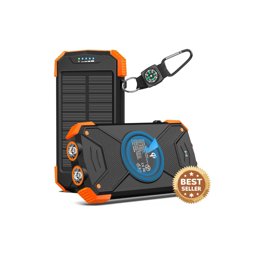 BLAVOR 10,000mAh Solar Power Bank – Wireless Charger Great for Camping & Travel