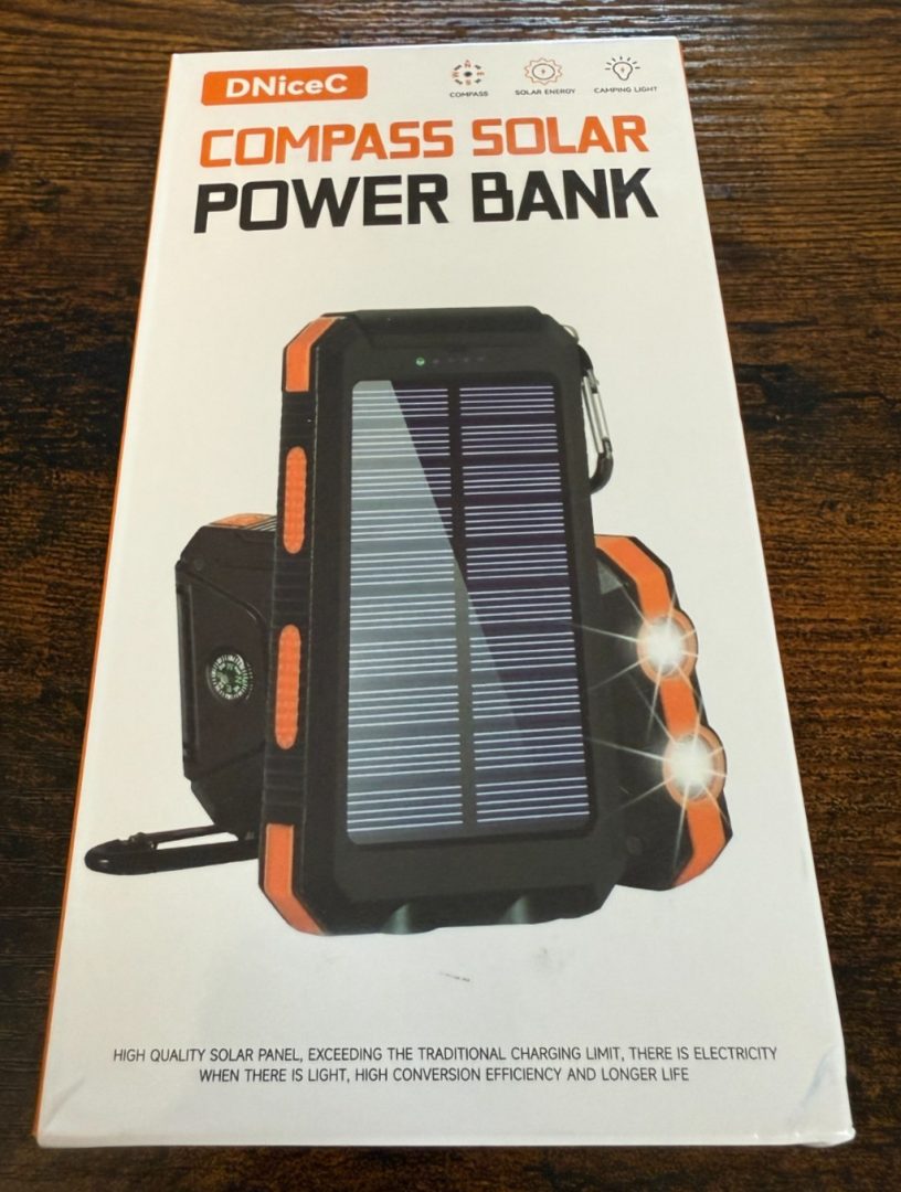 DniceC 20000mAh Compass Solar Power Bank Charger w/ Flashlight – NEW