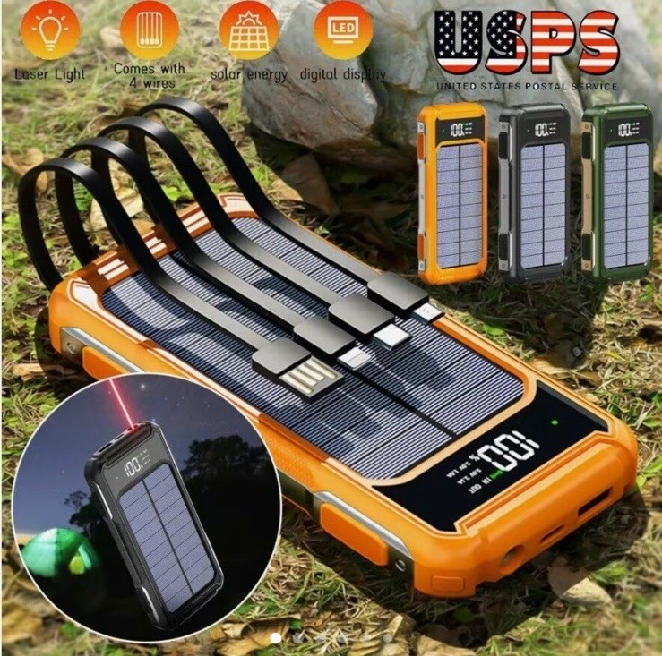 Solar Power Bank Charger 900000mAh USB Backup External Battery Pack for Phones