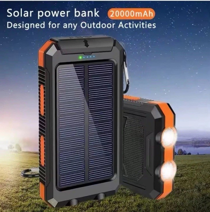 20000mAh Solar Power Bank Portable Charger Waterproof for Camping