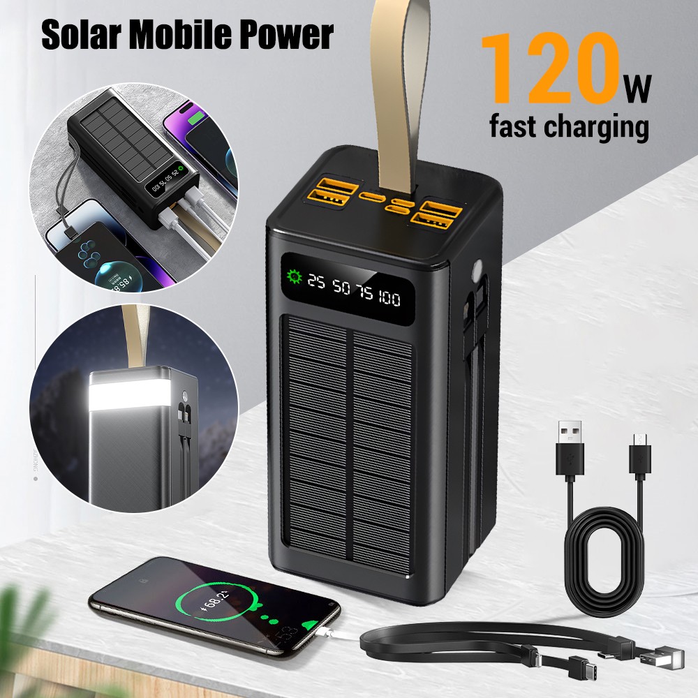 70000mAh Solar Power Bank External Battery Backup Charger Fast Charging Portable