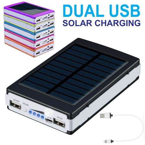 10000mAh Slim 2 USB Portable Battery Charger Solar Power Bank For Phone—