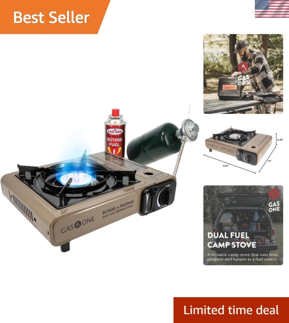 Luxury Propane & Butane Dual Fuel Stove, Automatic Ignition, Perfect for Camping